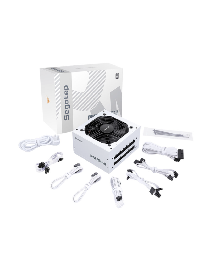 Segotep 750W Power Supply, 80 Plus Gold Full Modular PCIe 5.0 White