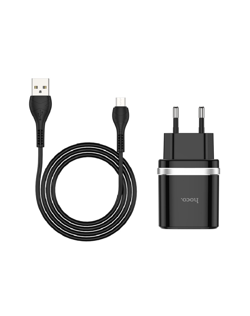 Hoco C12Q fast charger with removable Micro or Type-C charging cable 1m long