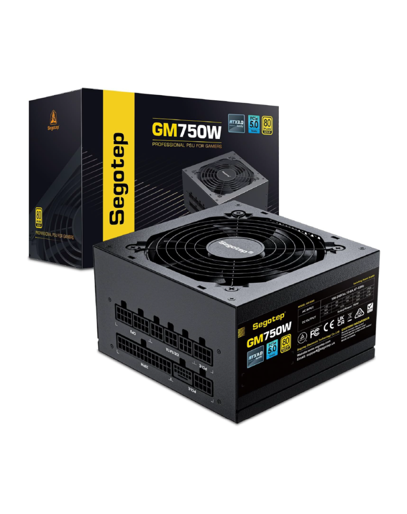 Segotep 750W Power Supply, 80 Plus Gold Full Modular PCIe 5.0 Black