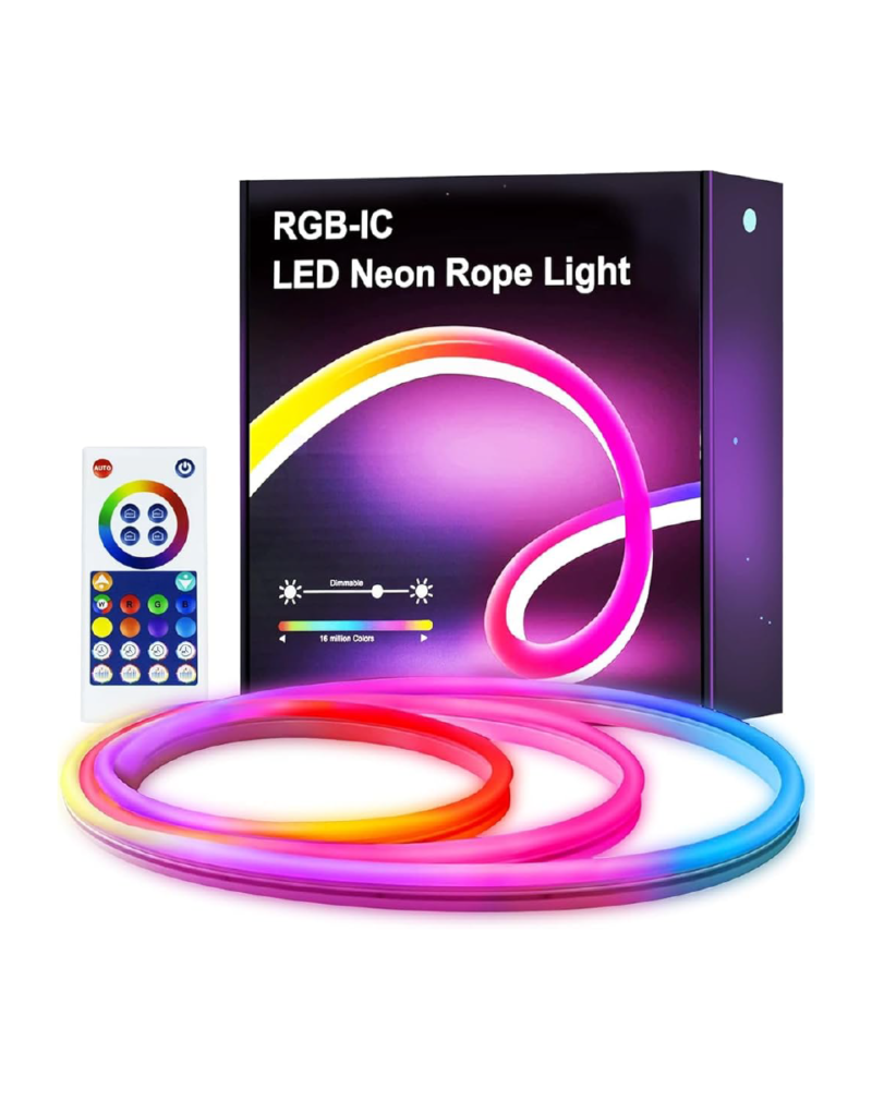 WIFI RGBIC Neon Rope Light: 5M 300LED WiFi Neon LED Strip Light 12V with Music Sync, Smart Life App Control, 5 Meters