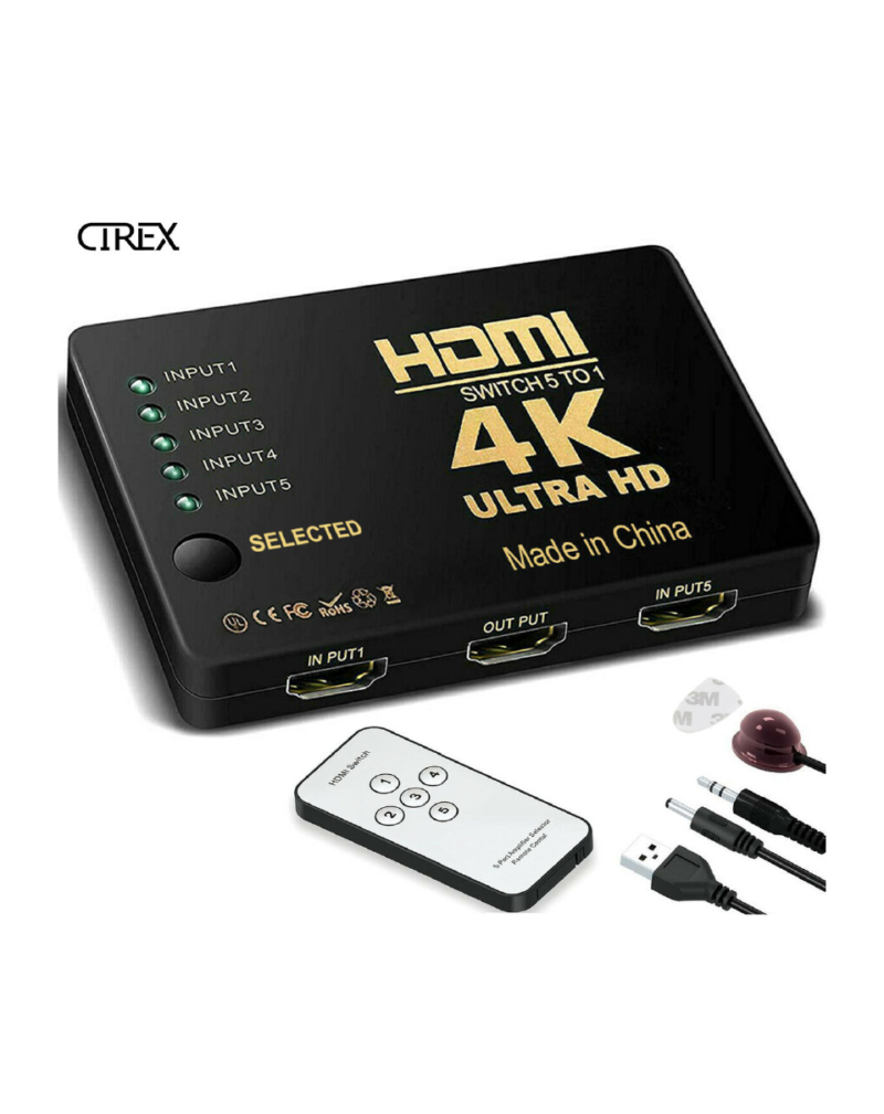 5 ports HDMI 4K auto switch selector splitter hub IR remote HDTV (5 IN 1 OUT)